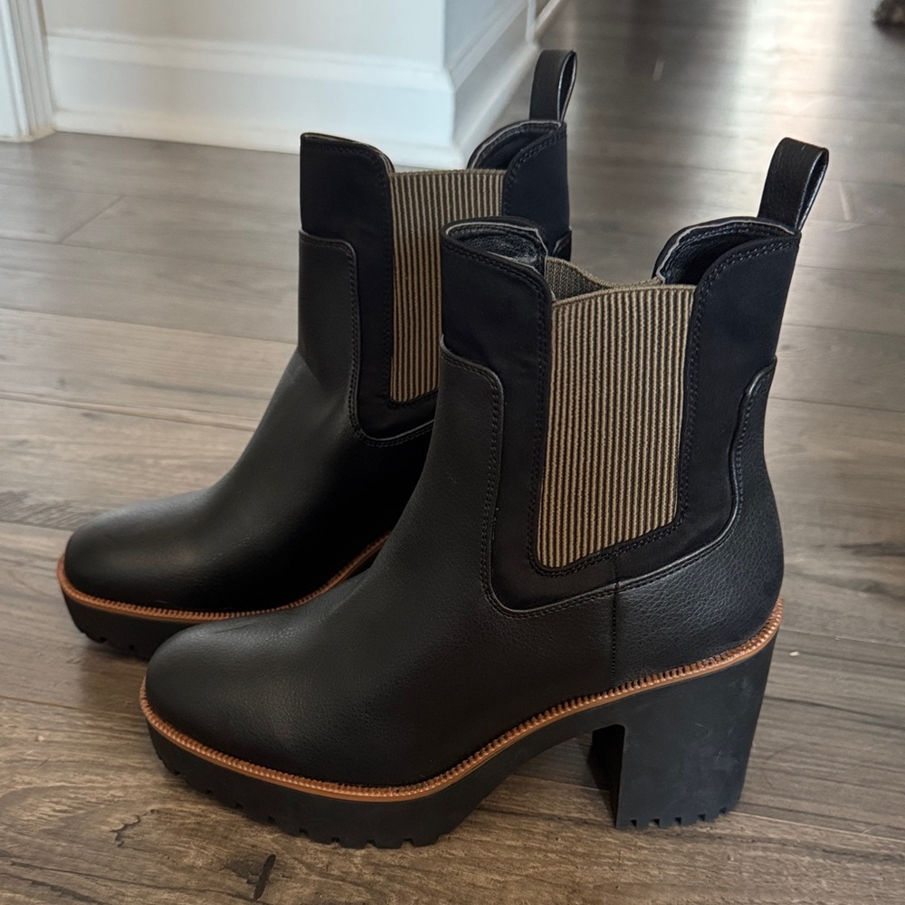 Black vegan Leather Ankle Boots